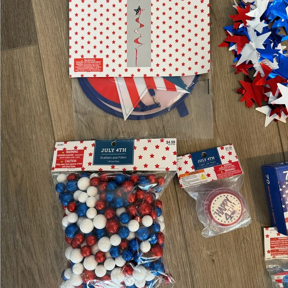 Patriotic Party Set Red White & Blue 4th of July Memorial Day flag decor etc